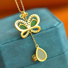 Natural Jade Pendant Nephrite Silver Butterfly Pendant