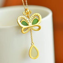 Natural Jade Pendant Nephrite Silver Butterfly Pendant