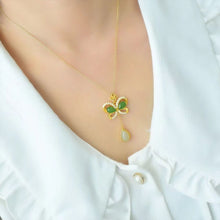 Natural Jade Pendant Nephrite Silver Butterfly Pendant
