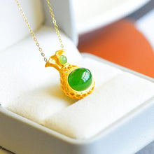 Natural Jade Pendant Nephrite Silver Lucky Bag Pendant