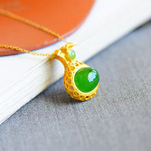 Natural Jade Pendant Nephrite Silver Lucky Bag Pendant
