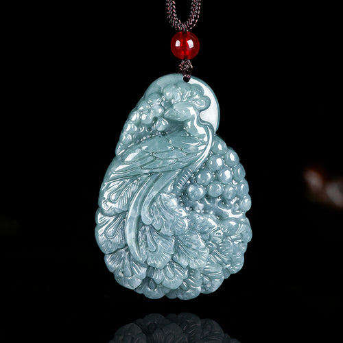 Natural Jade Pendant Peacock Jadeite Pendant