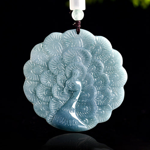 Natural Jade Pendant Peacock Jadeite Pendant