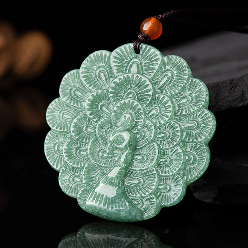 Natural Jade Pendant Peacock Jadeite Pendant