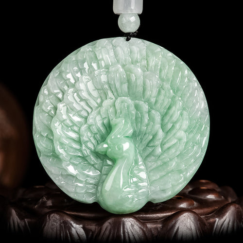 Natural Jade Pendant Peacock Jadeite Pendant