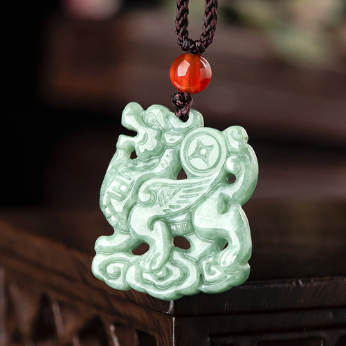 Natural Jade Pendant Qilin Jadeite Pendant