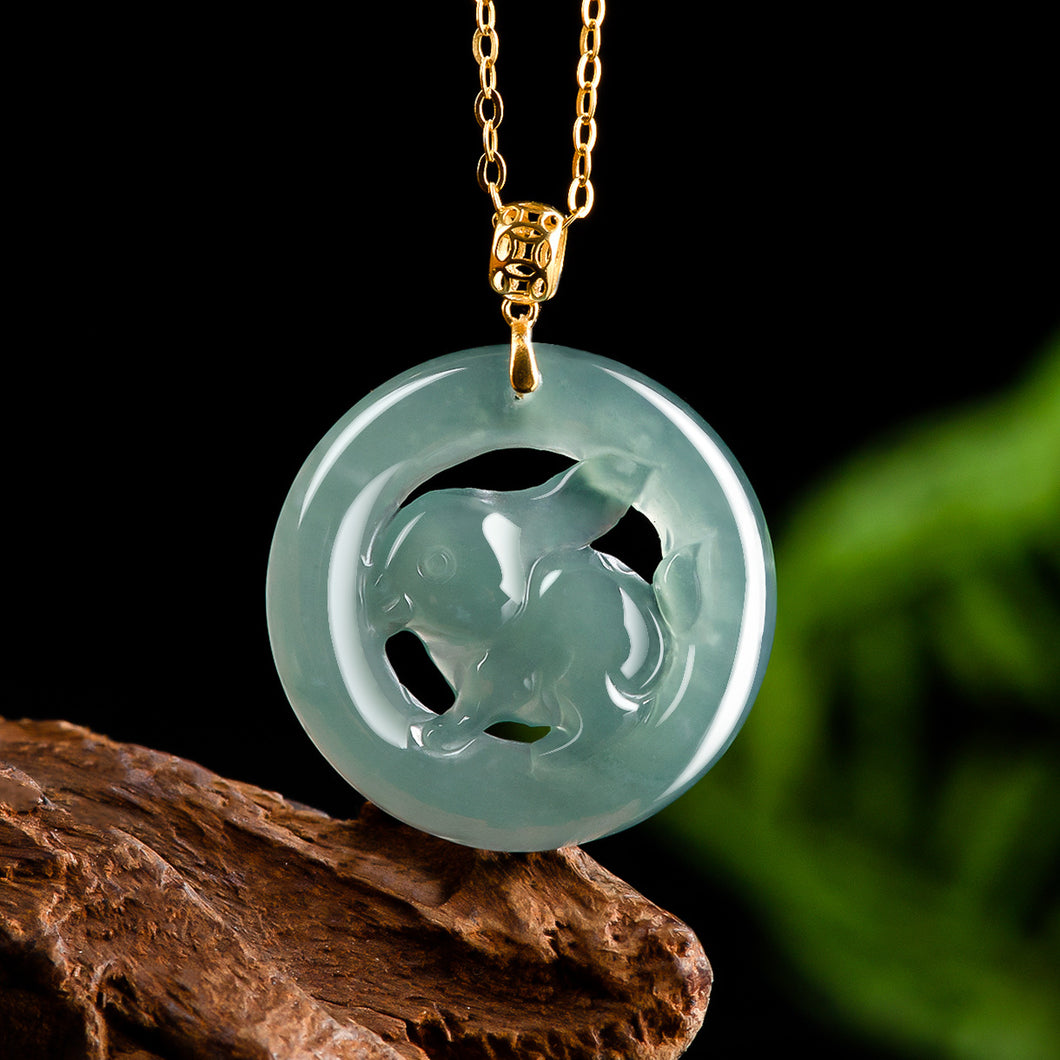 Natural Jade Pendant Rabbit Jadeite Pendant
