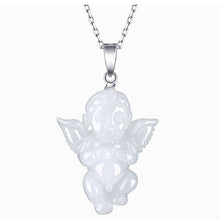 Natural Jade Pendant Silver Angel Jadeite Pendant