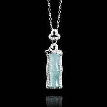 Natural Jade Pendant Silver Bamboo Jadeite Pendant