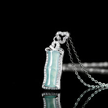 Natural Jade Pendant Silver Bamboo Jadeite Pendant