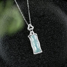 Natural Jade Pendant Silver Bamboo Jadeite Pendant