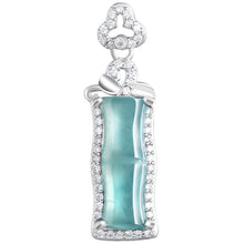 Natural Jade Pendant Silver Bamboo Jadeite Pendant