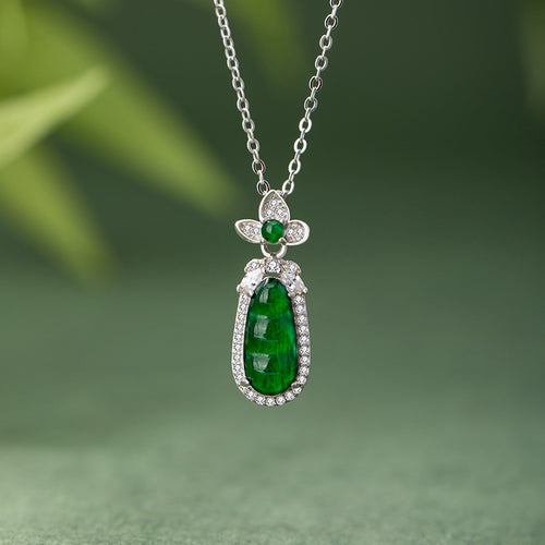 Natural Jade Pendant Silver Beans Jadeite Pendant