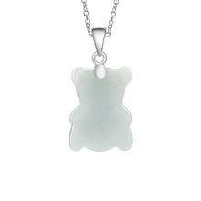 Natural Jade Pendant Silver Bear Jadeite Pendant