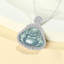Natural Jade Pendant Silver Buddha Jadeite Pendant