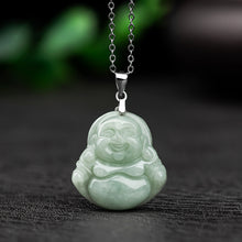 Natural Jade Pendant Silver Buddha Jadeite Pendant