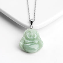 Natural Jade Pendant Silver Buddha Jadeite Pendant
