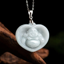 Natural Jade Pendant Silver Buddha Jadeite Pendant
