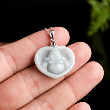 Natural Jade Pendant Silver Buddha Jadeite Pendant