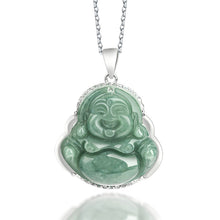 Natural Jade Pendant Silver Buddha Jadeite Pendant