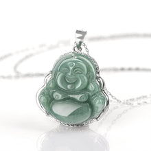 Natural Jade Pendant Silver Buddha Jadeite Pendant