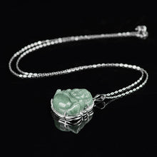 Natural Jade Pendant Silver Buddha Jadeite Pendant