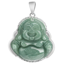 Natural Jade Pendant Silver Buddha Jadeite Pendant