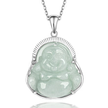Natural Jade Pendant Silver Buddha Jadeite Pendant