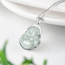 Natural Jade Pendant Silver Buddha Jadeite Pendant
