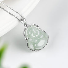 Natural Jade Pendant Silver Buddha Jadeite Pendant