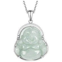 Natural Jade Pendant Silver Buddha Jadeite Pendant