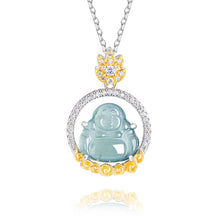Natural Jade Pendant Silver Buddha Jadeite Pendant