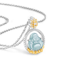 Natural Jade Pendant Silver Buddha Jadeite Pendant