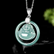 Natural Jade Pendant Silver Buddha Jadeite Pendant