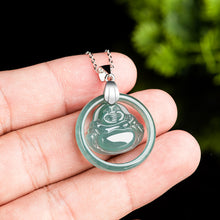 Natural Jade Pendant Silver Buddha Jadeite Pendant