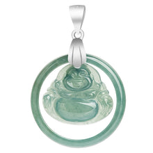 Natural Jade Pendant Silver Buddha Jadeite Pendant