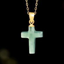 Natural Jade Pendant Silver Cross Jadeite Pendant