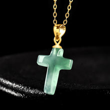 Natural Jade Pendant Silver Cross Jadeite Pendant