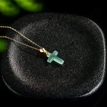 Natural Jade Pendant Silver Cross Jadeite Pendant