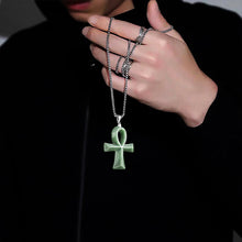 Natural Jade Pendant Silver Cross Jadeite Pendant