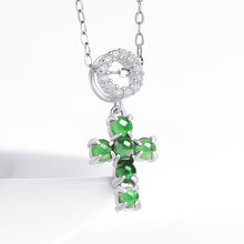 Natural Jade Pendant Silver Cross Jadeite Pendant