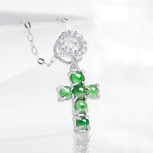 Natural Jade Pendant Silver Cross Jadeite Pendant