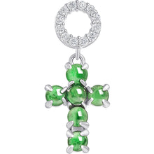 Natural Jade Pendant Silver Cross Jadeite Pendant