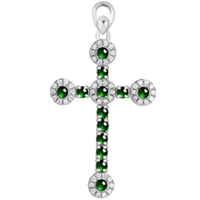 Natural Jade Pendant Silver Cross Jadeite Pendant