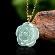 Natural Jade Pendant Silver Flower Jadeite Pendant