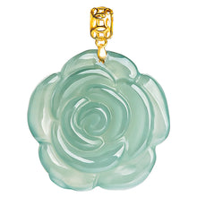 Natural Jade Pendant Silver Flower Jadeite Pendant
