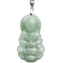 Natural Jade Pendant Silver Guanyin Jadeite Pendant