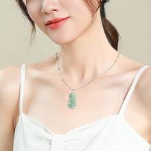 Natural Jade Pendant Silver Guanyin Jadeite Pendant