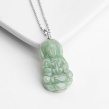 Natural Jade Pendant Silver Guanyin Jadeite Pendant