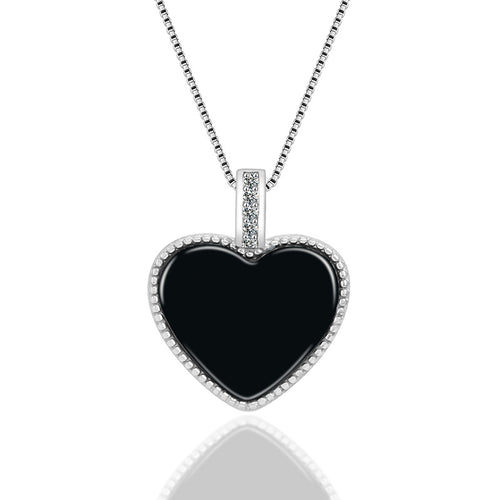 Natural Jade Pendant Silver Heart Jadeite Pendant